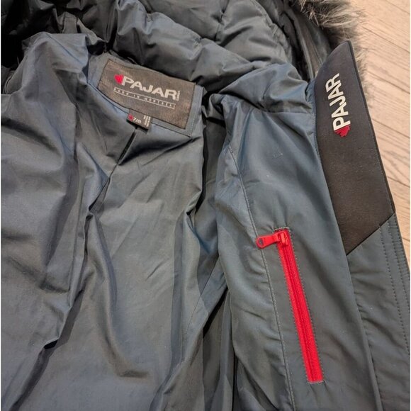 Girls Pajar Navy Midi Hooded Puffer Jacket with Faux Fur - Size 7/8 Like New - Picture 9 of 11